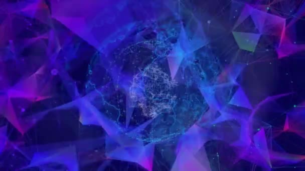 Dünya Üzerindeki Bağlantıların Animasyonu Dijital Olarak Oluşturulmuş Küresel Bağlantılar Hesaplama — Stok video