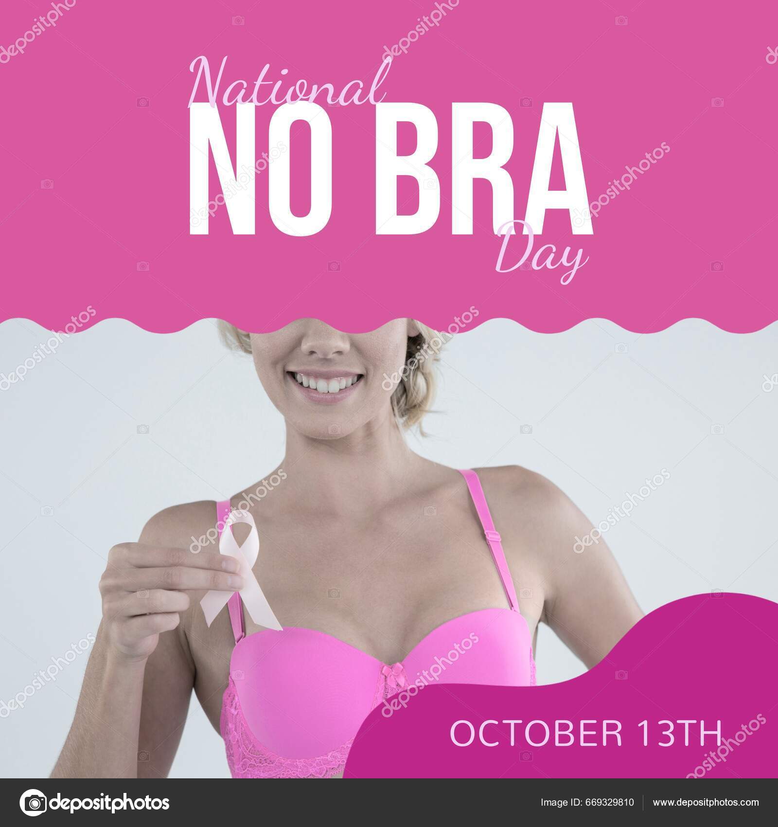 Composite National Bra Day October 13Th Text Caucasian Woman