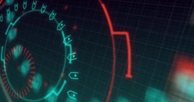 Çoklu geometrik şekillerin animasyonu ve şebekede bilgisayar dili olan artı işareti. Hologram, dijital olarak üretilmiş, çoklu pozlama, soyut, bilgi, kodlama, veri işleme, teknoloji.