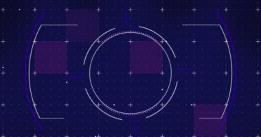 Veri işleme ve taramanın animasyonu. Küresel hesaplama, dijital arayüz ve veri işleme kavramı dijital olarak oluşturulmuş video.