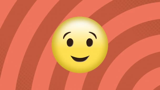 Animation Eines Lächelnden Emoji Symbols Über Sich Drehenden Streifen Soziales — Stockvideo