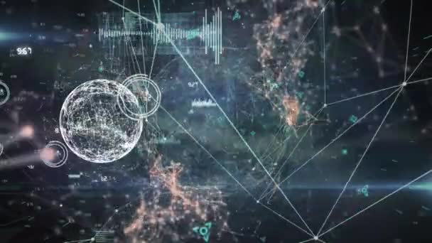 Animation Des Sich Drehenden Globus Der Datenverarbeitung Und Des Netzwerks — Stockvideo