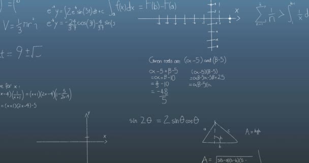 Анимация Обработки Математических Данных Тёмном Фоне Мировая Наука Финансы Вычислительная — стоковое видео