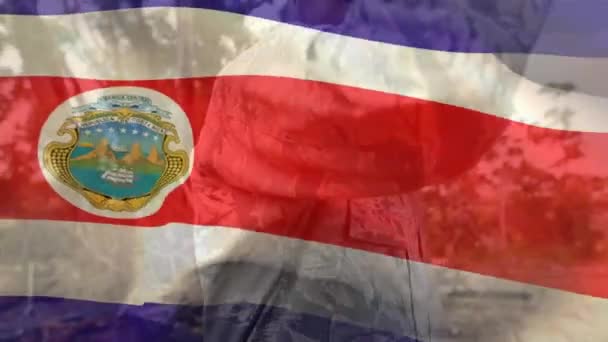 Animazione Della Bandiera Della Costa Rica Soldato Afro Americano Patriottismo — Video Stock