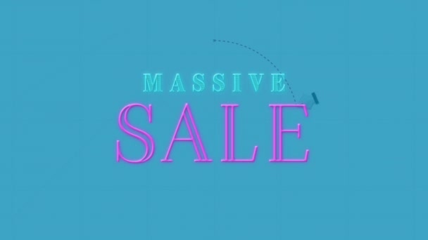 Animace Masivního Prodeje Textu Přes Modré Pozadí Prodej Maloobchod Nakupování — Stock video
