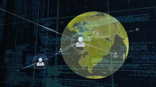 Animación Red Conexiones Sobre Globo Conexiones Globales Computación Procesamiento Datos — Vídeo de stock