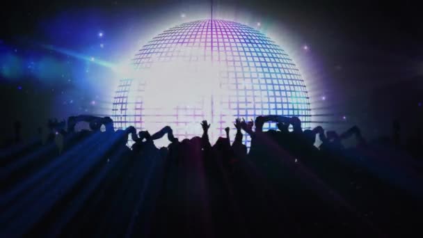 Dönen Ayna Disko Topu Animasyonu Dans Eden Insanlar Müzik Eğlence — Stok video
