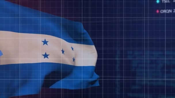 Animazione Del Trattamento Dei Dati Finanziari Bandiera Dell Honduras Concetto — Video Stock