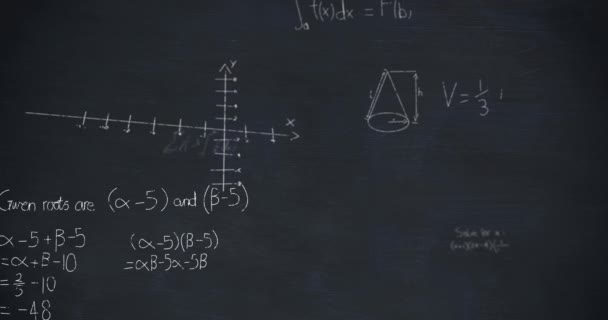 Κινούμενα Σχέδια Μαθηματικής Επεξεργασίας Δεδομένων Σκοτεινό Φόντο Παγκόσμια Έννοια Της — Αρχείο Βίντεο