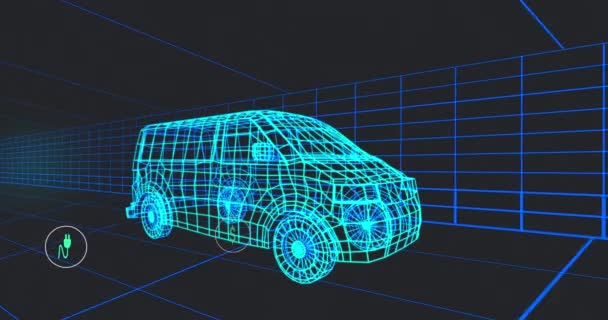 Animatie Van Meerdere Digitale Pictogrammen Bestelwagen Model Bewegen Naadloos Patroon — Stockvideo
