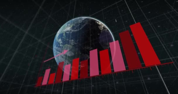 Animation Financial Data Processing Globe Global Business Finances Computing Data — Vídeo de Stock