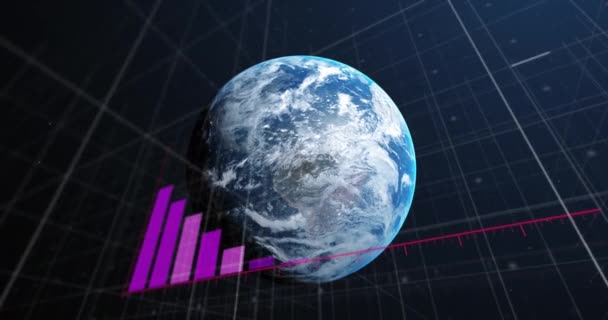 Animering Finansiell Databehandling Över Hela Världen Globala Affärs Ekonomi Databehandlings — Stockvideo