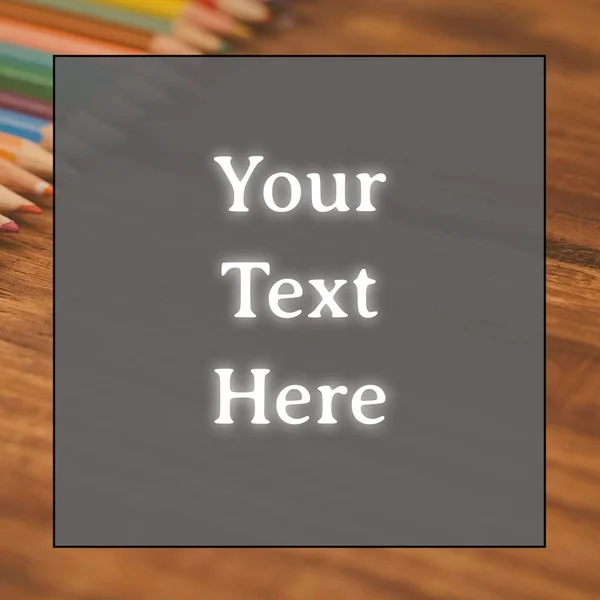 Composition Votre Texte Ici Sur Carnet Crayons Couleur Papeterie Bureau — Photo
