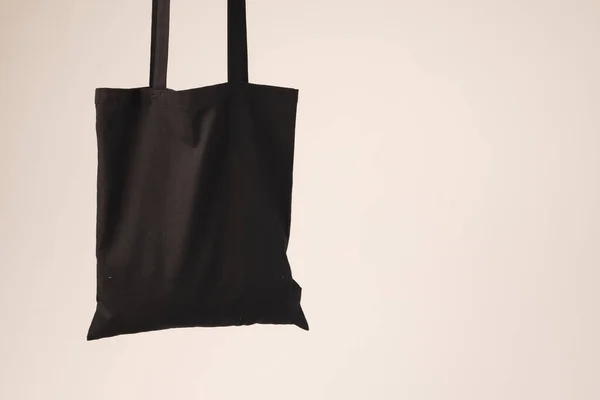 Schwarze Leinentasche Mit Kopierraum Auf Weißem Hintergrund Shopping Tasche Farbe — Stockfoto