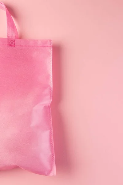 Close Pink Canvas Bag Copy Space Pink Background Shopping Bag — Stock Photo, Image