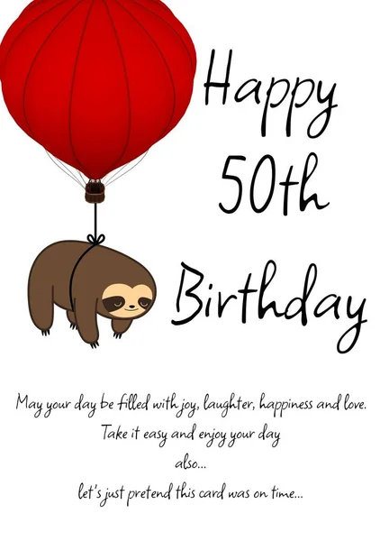 Composite Happy 50Th Birthday Red Balloon Sleuth White Background Fiftieth — Stock Photo, Image