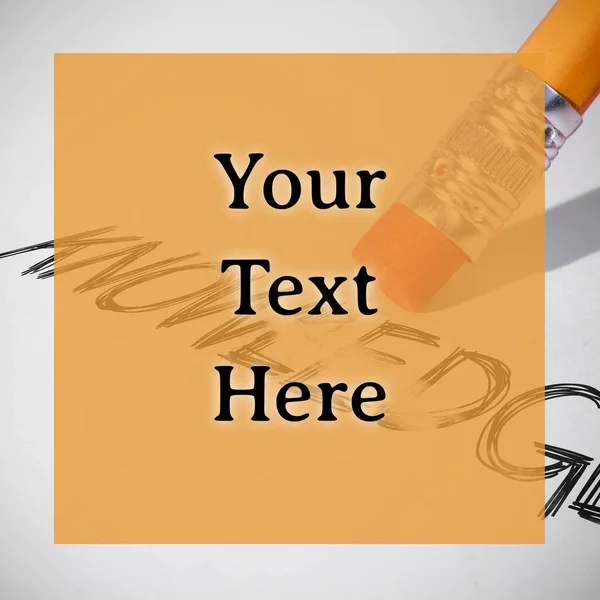 Composição Seu Texto Aqui Sobre Texto Lápis Com Borracha Papelaria — Fotografia de Stock