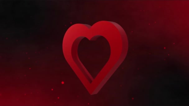 Animacja Czerwonego Serca Wirującego Czarnym Tle Miłość Romans Walentynki Koncepcja — Wideo stockowe