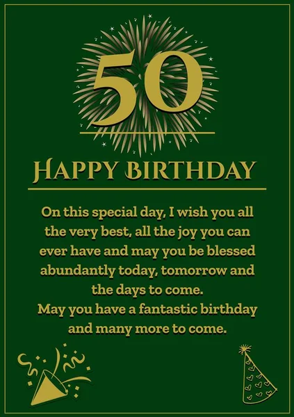 Happy Birthday Text Pattern Green Background Fiftieth Birthday Birthday Party — Stock Photo, Image