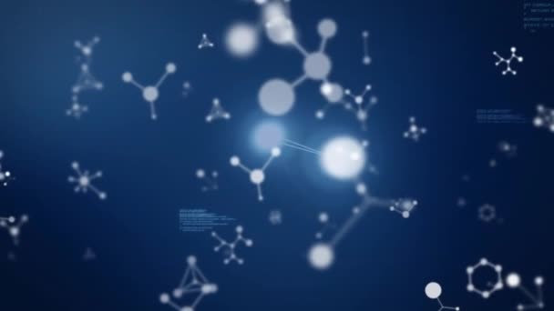 Animace Nukleotidů Propojených Teček Počítačového Jazyka Abstraktním Pozadí Digitálně Generované — Stock video
