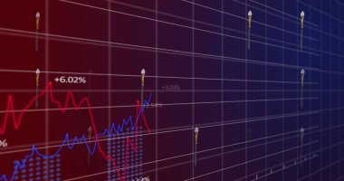 Mor gradyan arkaplana karşı ızgara ağı üzerinden istatistiksel veri işleme resmi. İş veri teknolojisi kavramı