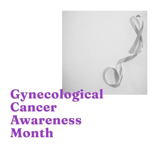Samenstelling Van Gynaecologische Kanker Bewustzijn Maand Lint Grijze Achtergrond Gynaecologisch — Stockfoto