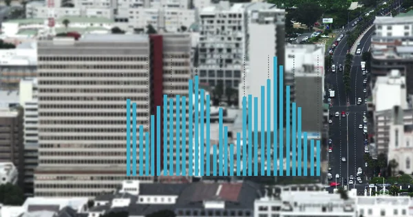 Statistical Data Processing Aerial View Cityscape Global Networking Business Data — kuvapankkivalokuva
