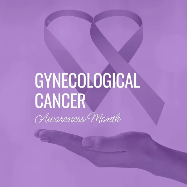 Composite Gynecological Cancer Awareness Month Purple Ribbon Purple Background Gynecological — Stock Photo, Image