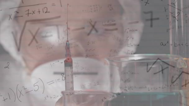 실험실에서 주사기를 코카서스 과학자 방정식의 애니메이션 — 비디오