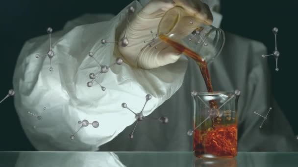 Animation Nucléotides Flottants Dessus Section Médiane Scientifique Versant Liquide Dans — Video