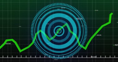 Siyah arka plandaki tarama kapsamındaki finansal veri işleme resmi. Küresel iş, finans ve dijital arayüz kavramı dijital olarak oluşturulmuş görüntü.