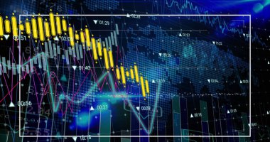 Dünya haritası üzerinde veri işleme resmi. küresel iş ve dijital arayüz kavramı dijital olarak oluşturulmuş görüntü.