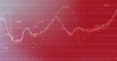 Kırmızı ve pembe gradyan arkaplana karşı finansal işlem görüntüsü. Küresel finans ve iş teknolojisi kavramı