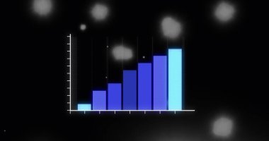 Veri işleme görüntüsü ve siyah arkaplan üzerindeki noktalar. Küresel iş ve dijital arayüz kavramı dijital olarak oluşturulmuş görüntü.