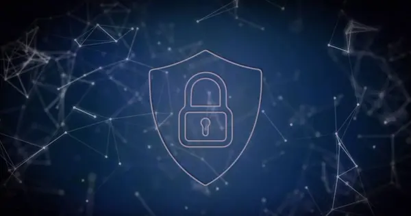 Obrázek Ikony Zámku Zabezpečení Sítě Připojení Modrém Pozadí Cyber Security — Stock fotografie