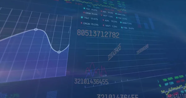 Bild Finansiell Databehandling Över Blå Bakgrund Globala Affärs Ekonomi Databehandlings — Stockfoto