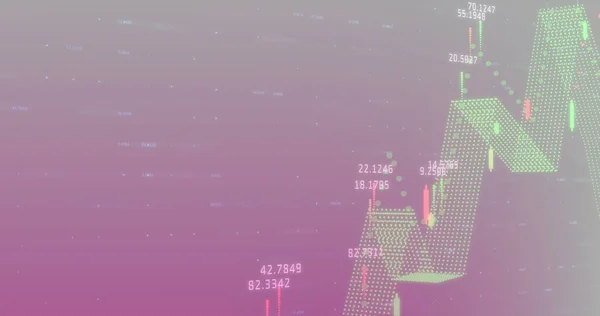 Bild Der Finanzverarbeitung Vor Violettem Und Grauem Hintergrund Globales Finanz — Stockfoto