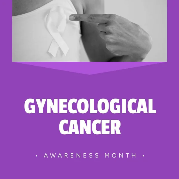 Samengesteld Uit Gynaecologische Kanker Bewustzijn Maand Lint Shirt Van Blanke — Stockfoto