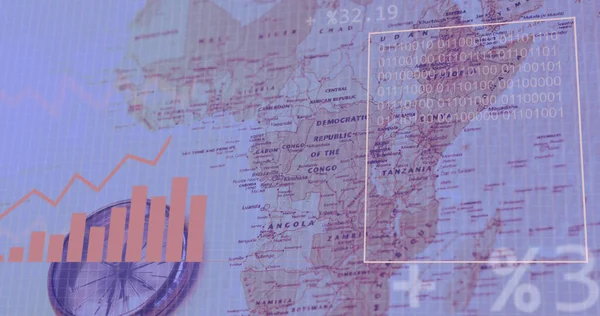 Obrázek Statistiky Zpracování Dat Mapě Afriky Globální Koncepce Podnikání Komunikace — Stock fotografie