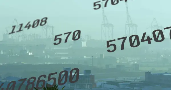 Kuva Numeroiden Muuttamisesta Kaupunkikuvaa Vasten Tietokoneliitäntä Yritysteknologian Käsite — kuvapankkivalokuva