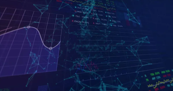 Bild Aktiemarknaden Databehandling Över Nätverk Anslutningar Mot Blå Bakgrund Global — Stockfoto
