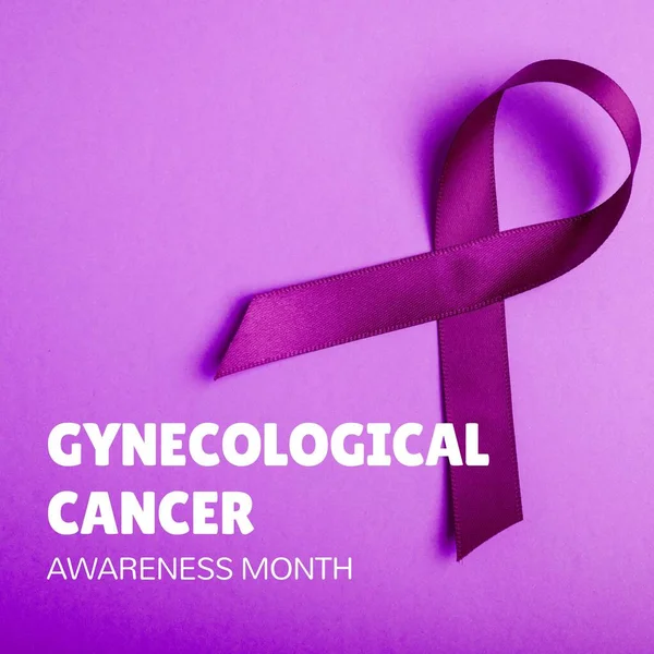 Samenstelling Van Gynaecologische Kanker Bewustzijn Maand Lint Paarse Achtergrond Gynaecologisch — Stockfoto