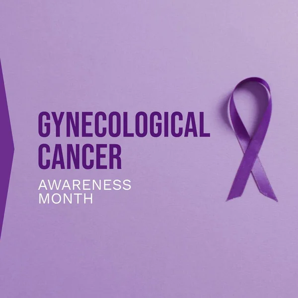 Samenstelling Van Gynaecologische Kanker Bewustzijn Maand Lint Paarse Achtergrond Gynaecologisch — Stockfoto