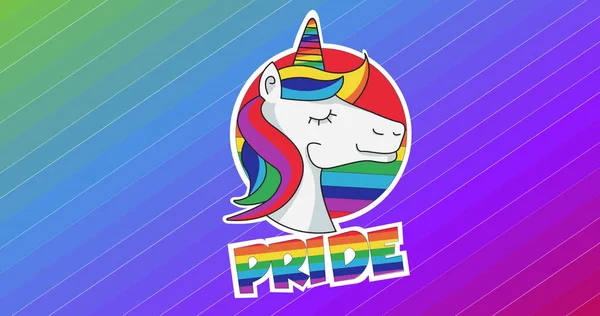 Image Pride Text Unicorn Rainbow Stripes Pride Lgbt Equality Concept — Stock Photo, Image