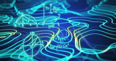 Matematiksel veri işleme ve bağlantı ağının animasyonu. Dijital olarak oluşturulmuş küresel yapay zeka, bağlantılar, hesaplama ve veri işleme kavramı.