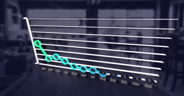 Анимация Связных Кругов Образующих Граф Месячным Названием Пустом Офисе Цифровые — стоковое видео