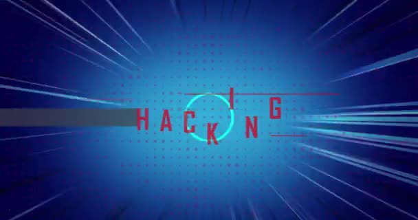 Animacja Tekstu Hacking Barze Pętli Geometryczne Kształty Niebieskim Tle Koncepcja — Wideo stockowe