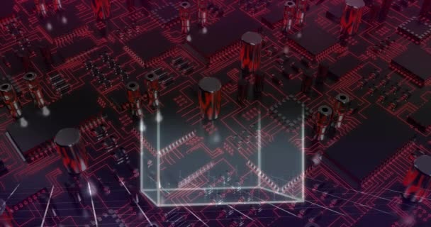 Animation Data Processing Icons Computer Circuit Board Background Global Artificial — Stock Video