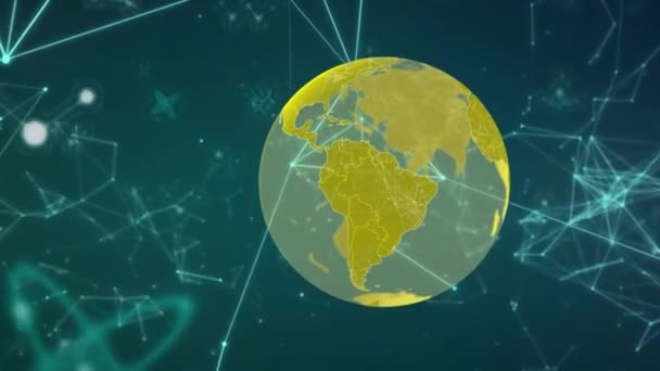 Animatie Van Verbonden Stippen Nucleotiden Globe Abstracte Achtergrond Digitaal Gegenereerd — Stockvideo