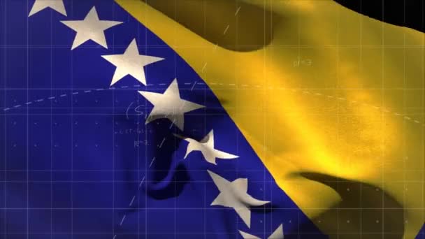 Animação Equações Matemáticas Que Flutuam Contra Bósnia Ondulante Bandeira Herzegovina — Vídeo de Stock